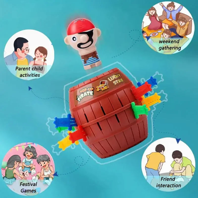Pirate Jumping Board Game — Lucky Barrel Action Game for Family Fun