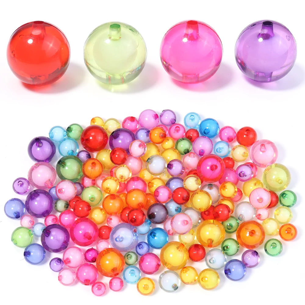 Colorful Round Acrylic Beads - Assorted Sizes for Jewelry Making