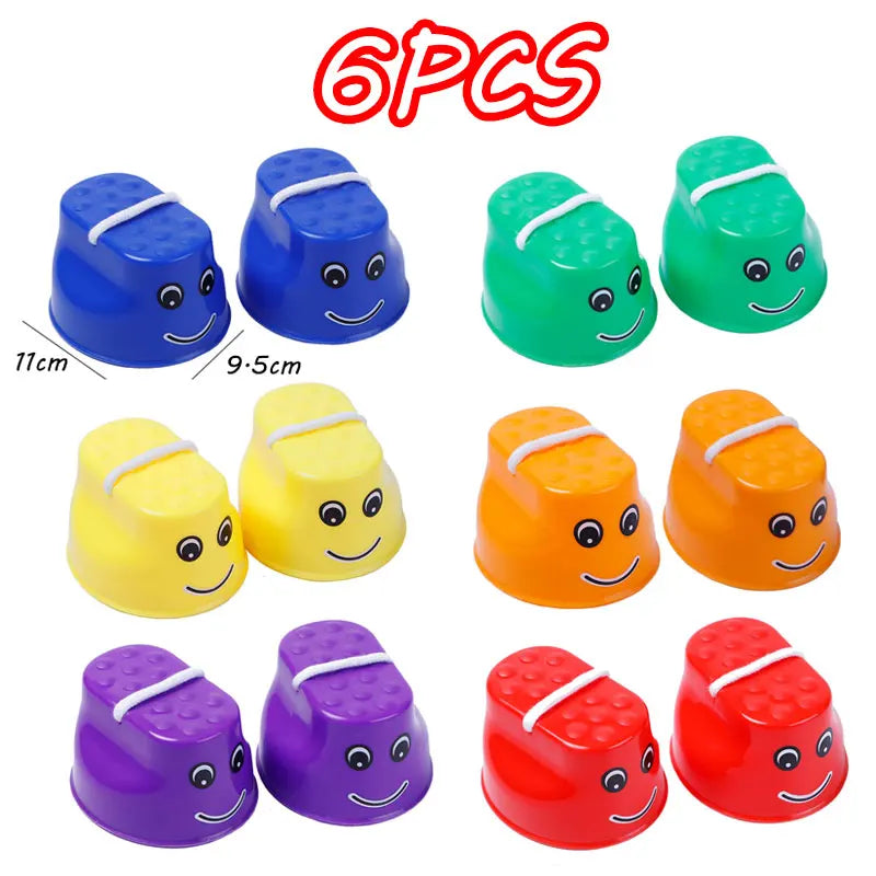 A set of six colorful balance stones or sensory training toys for children.