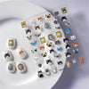 A sheet of 5D bronzing gothic nail art stickers featuring various cute cat faces and designs.
