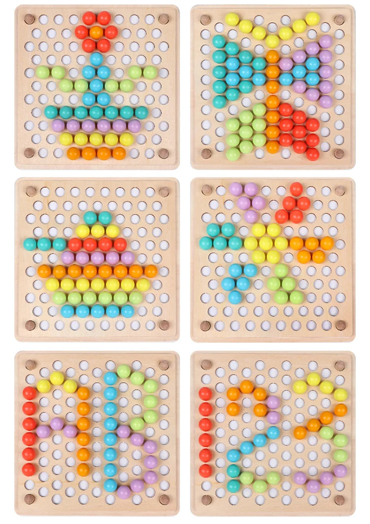 Wooden Clip Beads Color Sorting & Fine Motor Skills Toy