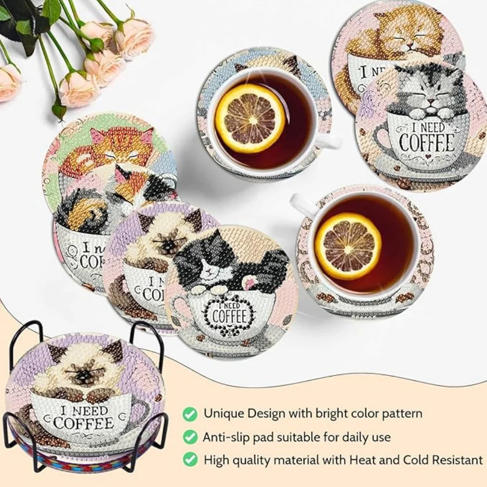 DIY Diamond Art Coaster Kit with Stand
