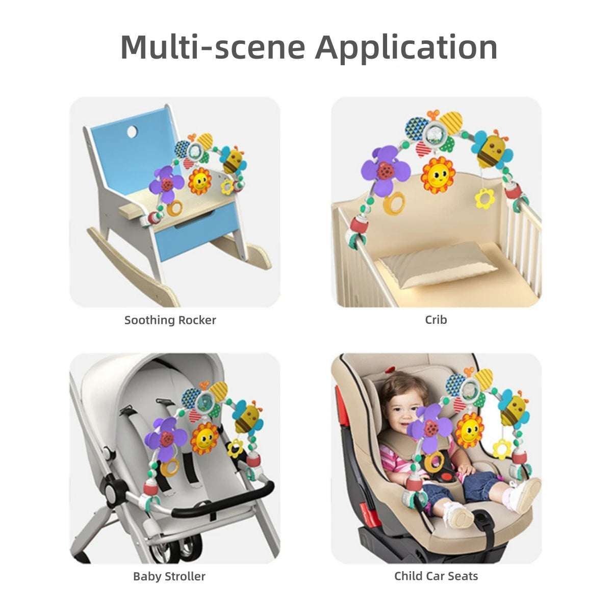 Sunflower Rainbow Baby Crib Toy with Foldable Arch