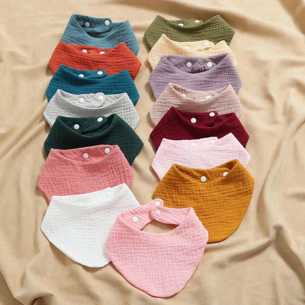 Soft Cotton Muslin Baby Bibs with Absorbent Gauze
