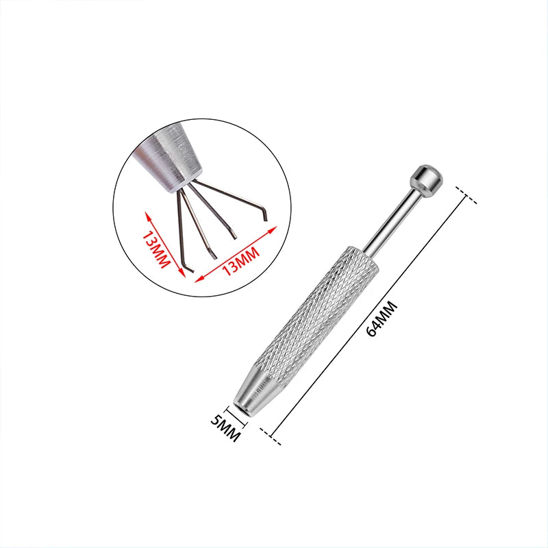 A silver precision bead and jewelry pick-up tool with a long shaft and a small pick end.