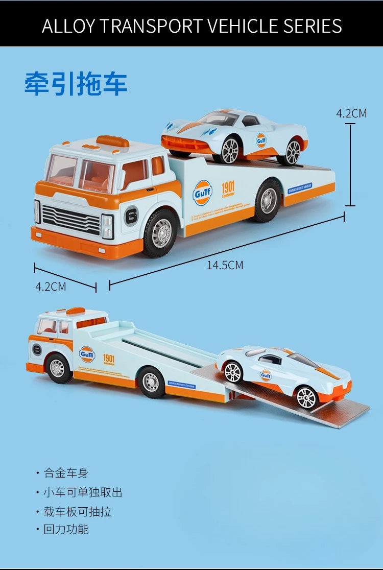 1:64 Scale Die-Cast Trailer Truck with Container - Gulf Racing Edition