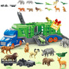 Dinosaur Transport Truck Playset with 12 Figures and 2 Mini Cars