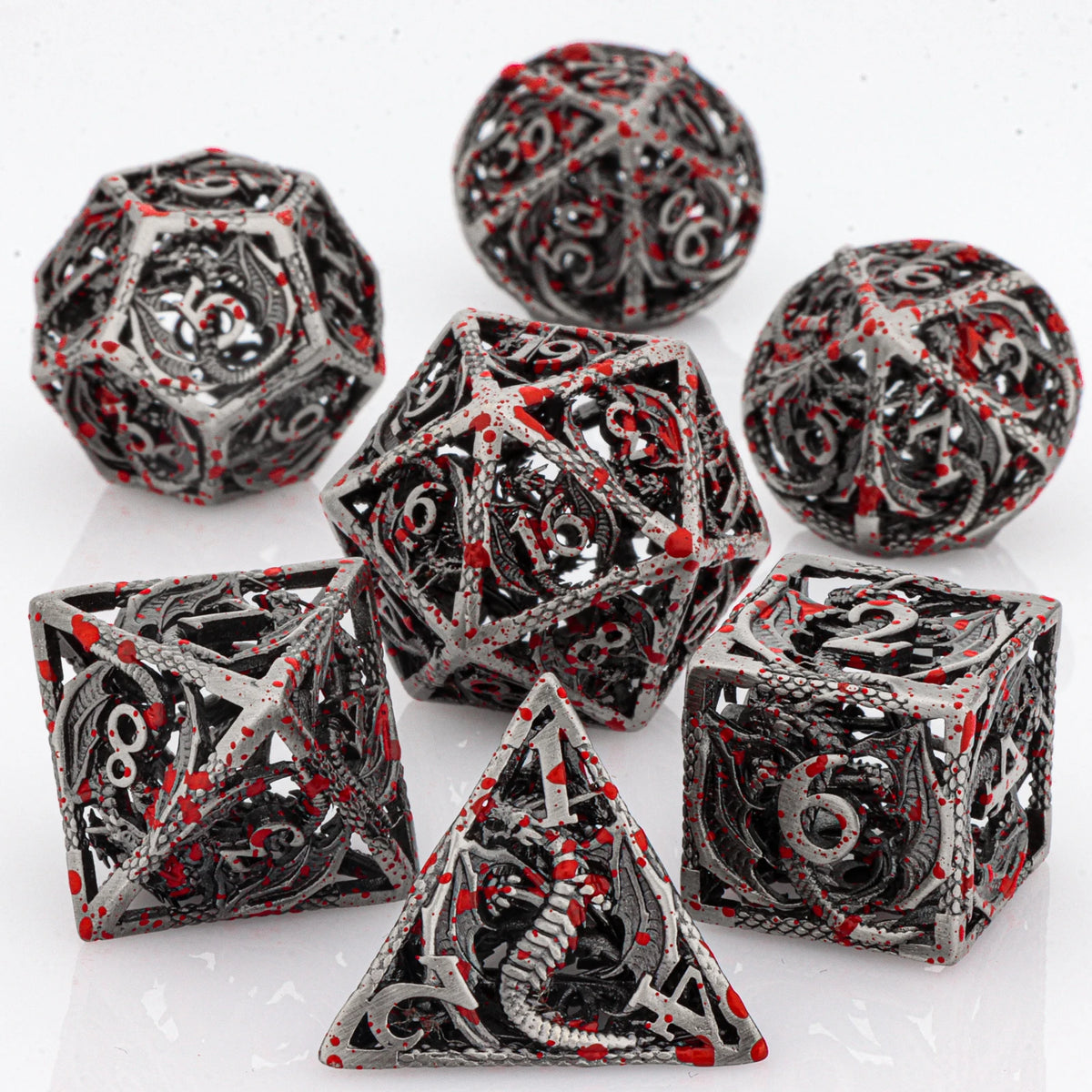 Hollow Metal Polyhedral Dragon Dice Set