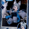 A 1/12 scale Lunar-themed posable doll blind box featuring a girl with gray hair and blue clothing.
