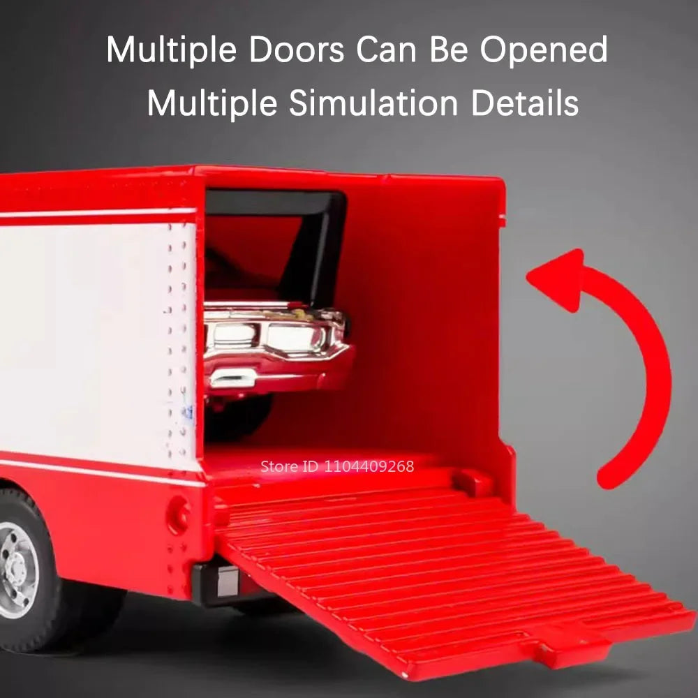 Diecast Metal Container Truck with Trailer – Pull-Back Action