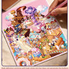 Colorful 3D stereoscopic scenery stickers for DIY journals featuring whimsical characters and fantasy landscapes
