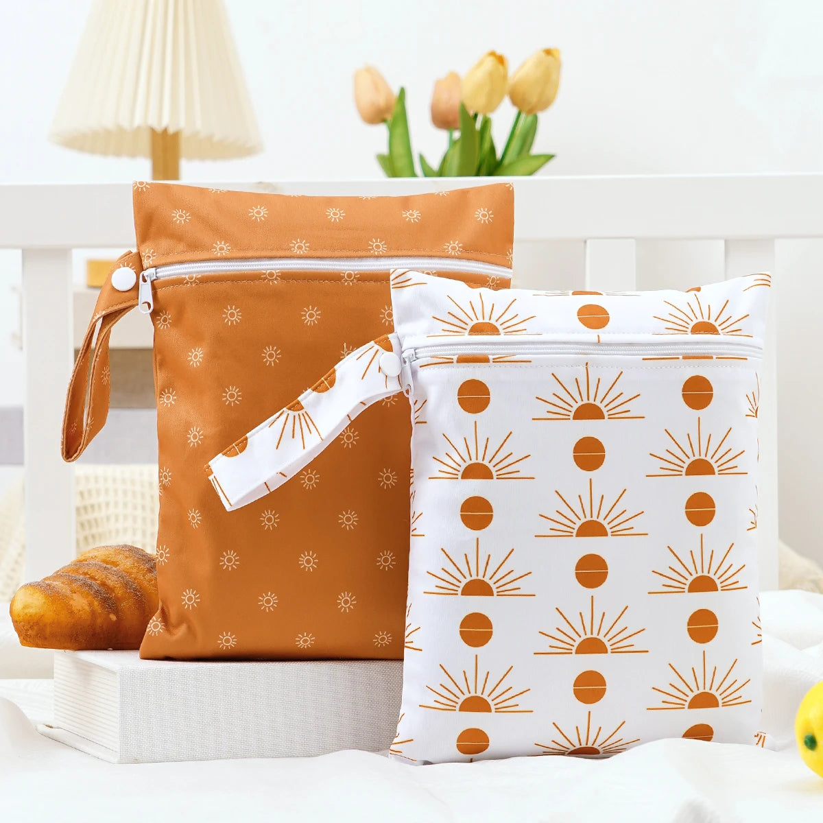 2-Pack Waterproof Wet/Dry Bags for Diapers & Baby Essentials
