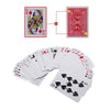 A stack of waterproof plastic playing cards showing various suits and ranks, with two examples displayed above.