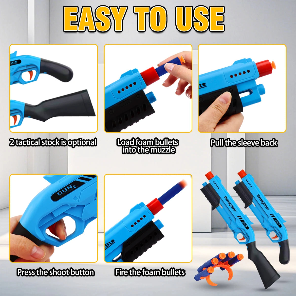 Kids Dual-Handle Foam Dart Blaster – Safe Outdoor Battle Toy