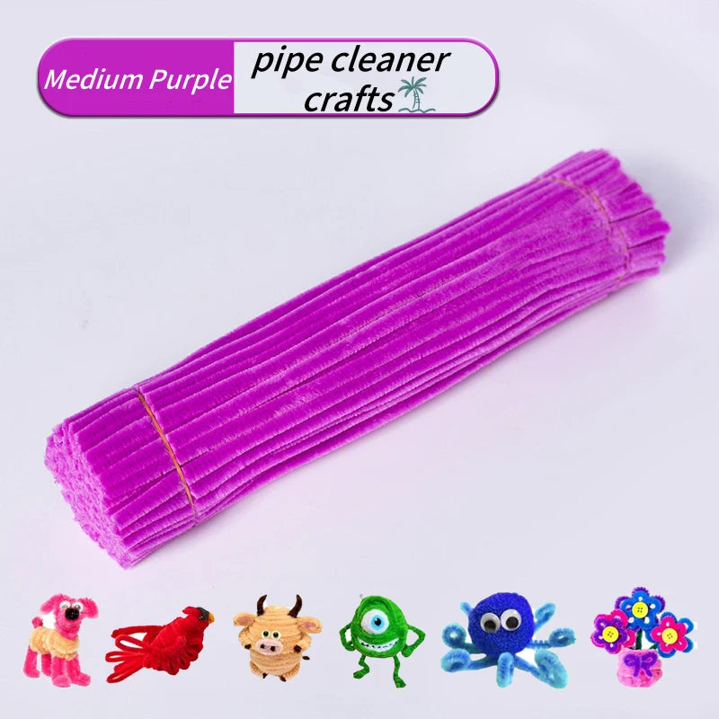 100-Piece Chenille Stem Pipe Cleaners for Crafts & Decor