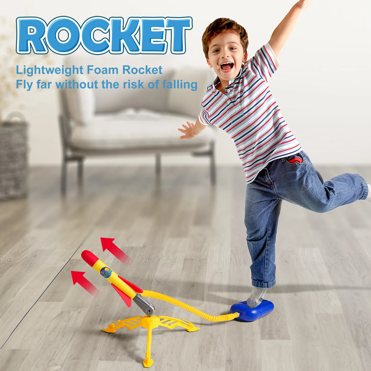 Stomp Rocket Launcher Outdoor Toy with 2 Rockets – Kids Active Play Game