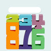 A set of wooden number building blocks showing the numbers 2, 3, 4, 8, 7, and 6.