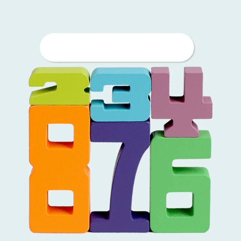 A set of wooden number building blocks showing the numbers 2, 3, 4, 8, 7, and 6.
