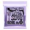 A purple foil packet of Ernie Ball Ultra Slinky nickel wound electric guitar strings featuring an eagle graphic.