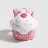 A pink mini backpack shaped like a mushroom for toddlers featuring a white body and pink ears.