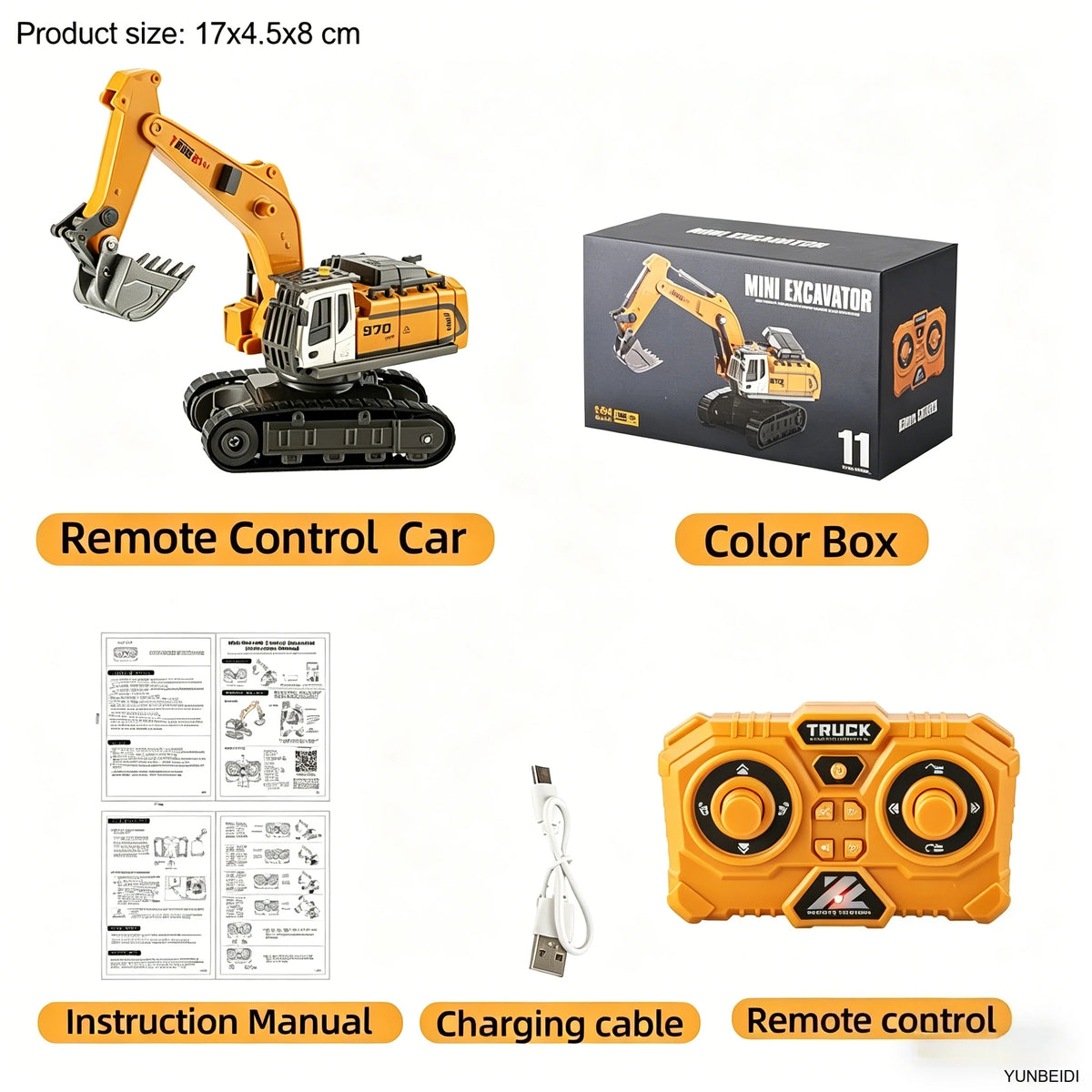 1:64 Scale Remote Control Engineering Vehicle with Lights and Sounds