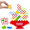 Un ensemble de blocs de bois colorés et de pièces de puzzle pour l'équilibre et la construction.