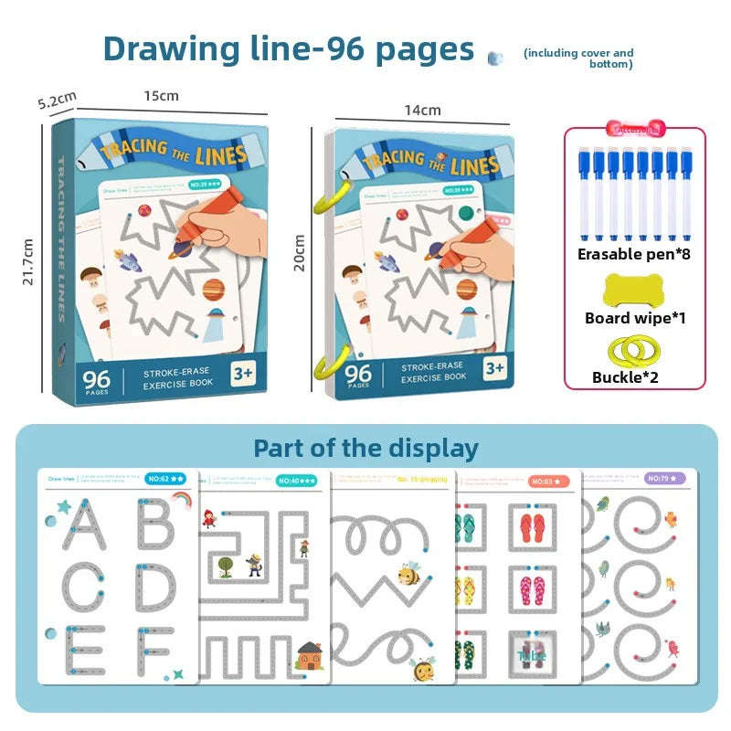 Reusable Magic Tracing Workbook with Pen & Eraser