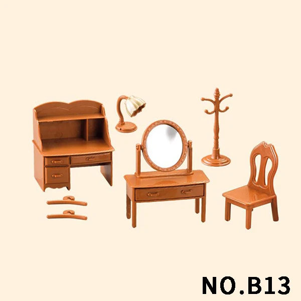Forest Animal Miniature Dollhouse Furniture Set – 1/12 Scale Bedroom, Kitchen & Bathroom Decor