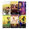 A collection of nine tarot cards from the Cosmic Cycles Oracle Deck featuring The Sun, Judgment, The World, Ace of Pentacles,