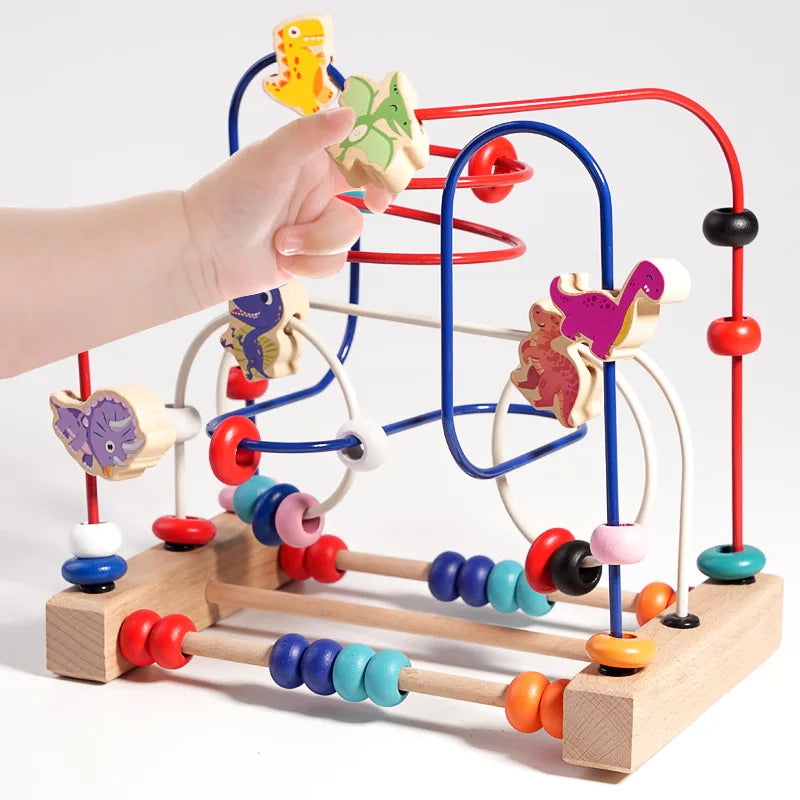 Wooden Bead Maze Roller Coaster Toy for Toddlers