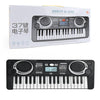 A black 37-key electronic keyboard is shown with its packaging box.