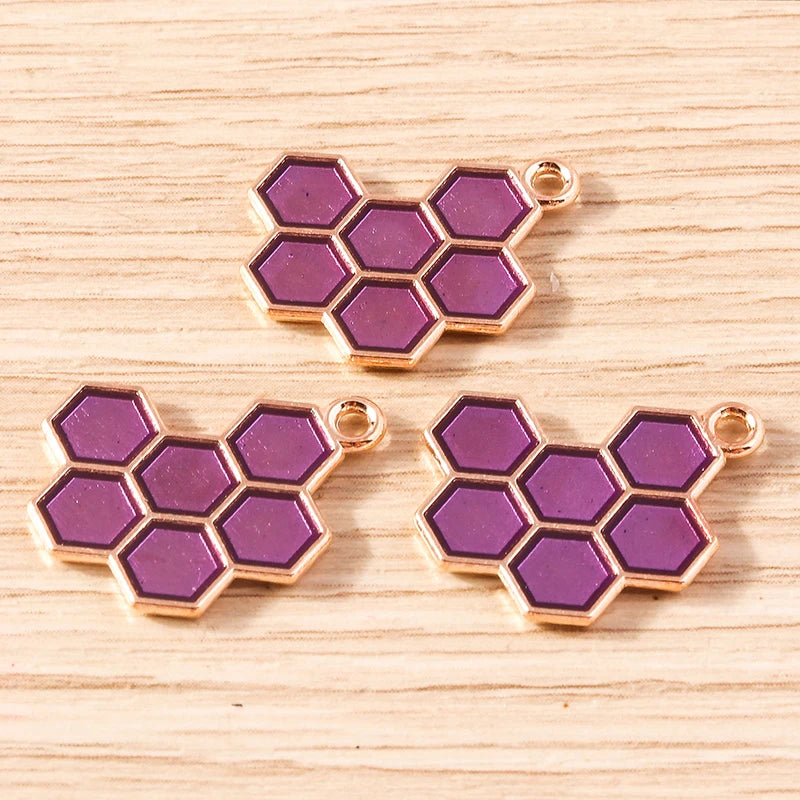 Gold Enamel Honeybee Charms for Jewelry Making (Set of 10)