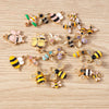 Gold Enamel Honeybee Charms for Jewelry Making (Set of 10)