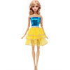 Fashion Doll Outfit Set – Wave Point Dress & Denim Grid Skirt for 11.5–12 Inch Dolls