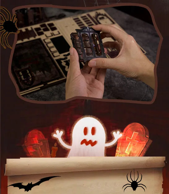 Haunted Halloween Book Nook DIY Kit with LED Lighting