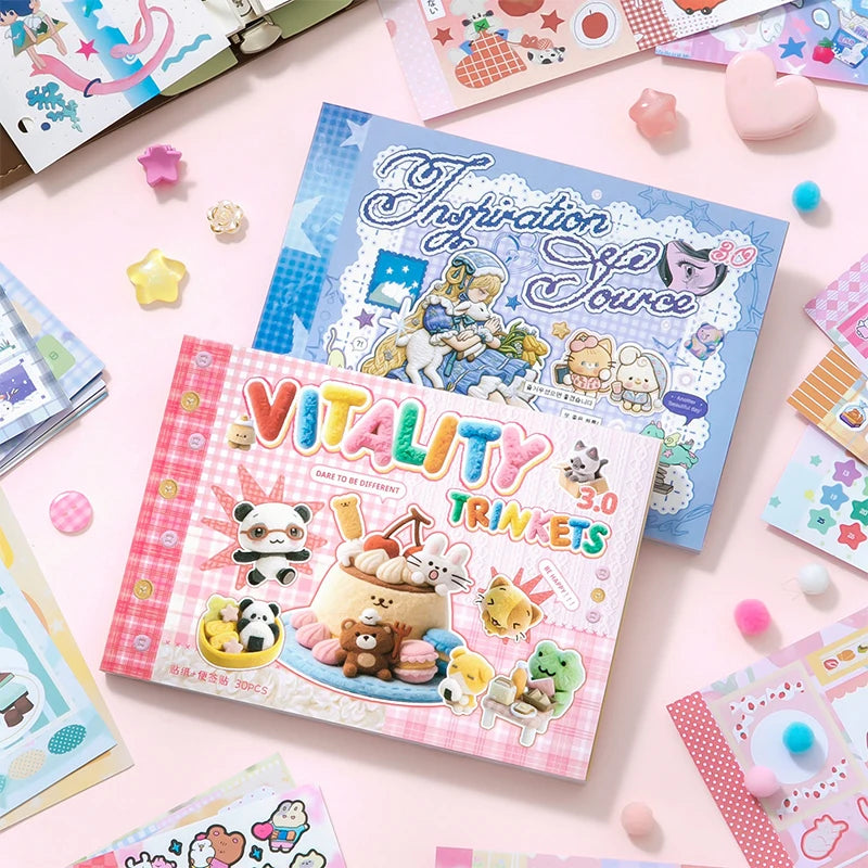 Korean Style Duplex Sticker Set (30 Sheets) for Scrapbooking & Journaling