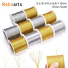 Metallic Gold & Silver Tinsel Thread Cord for Jewelry Making & Crafting