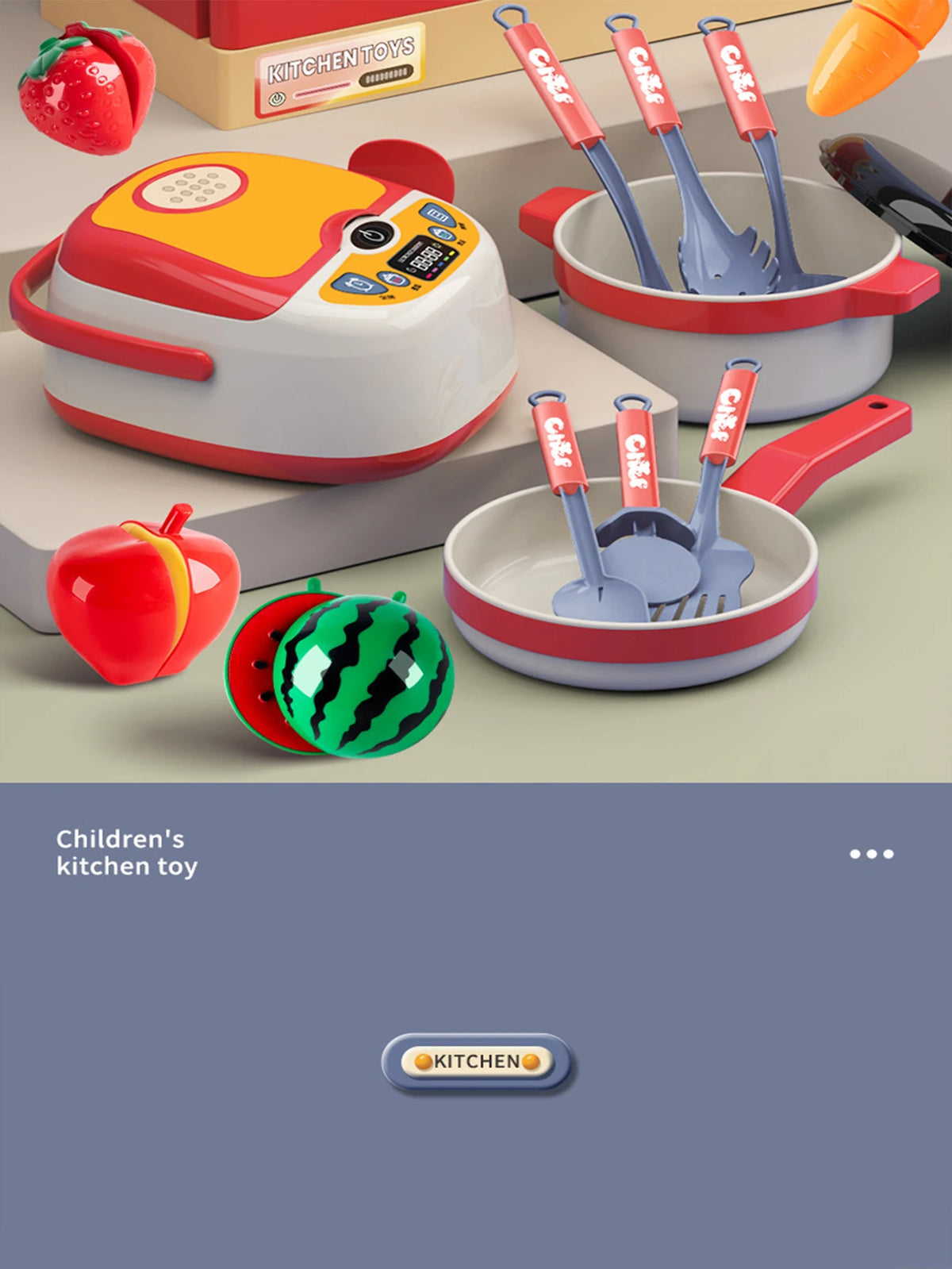Kids Pretend Play Kitchen Set with Pots and Accessories