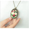 Embroidery Necklace Pendant Starter Kit with Hoop and 3 Patterns