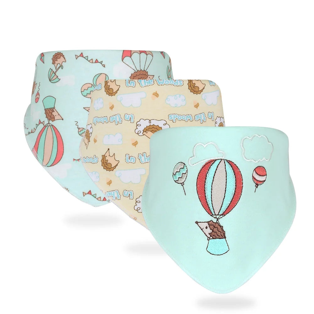 Soft Cotton Baby Bibs (3-Pack) with Cartoon Prints