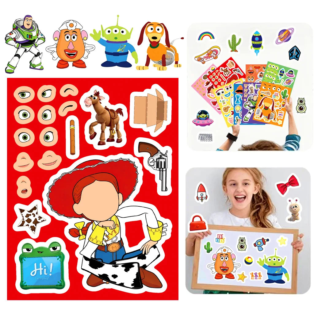 Toy Story Make a Face Sticker Set - Reusable Puzzle Stickers for Kids