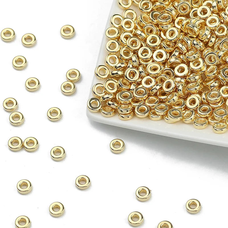 Rose Gold Plated Flat Round Spacer Beads for Jewelry Making