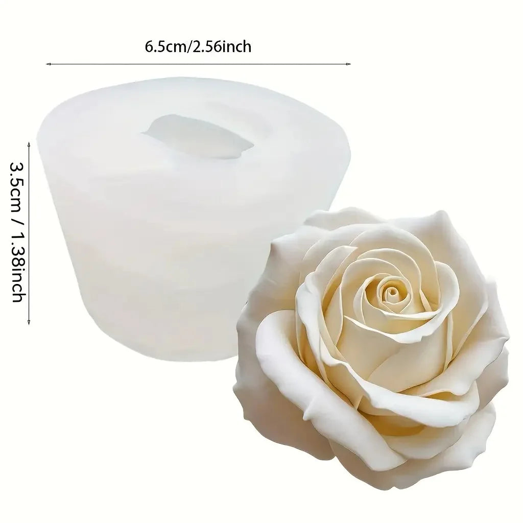 Moule à bougie en silicone blanc en forme de rose.