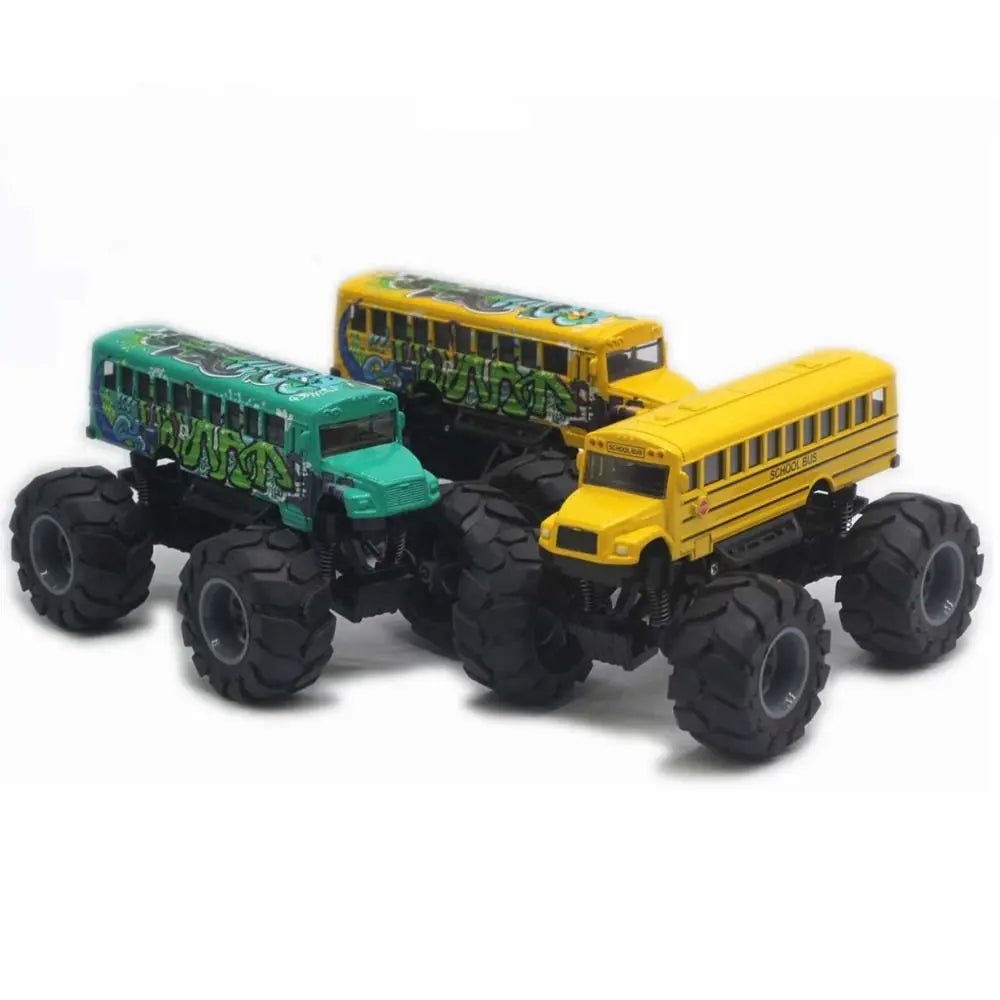 Die-Cast Metal School Bus Pull-Back Toy – 1:43 Scale with Large Wheels