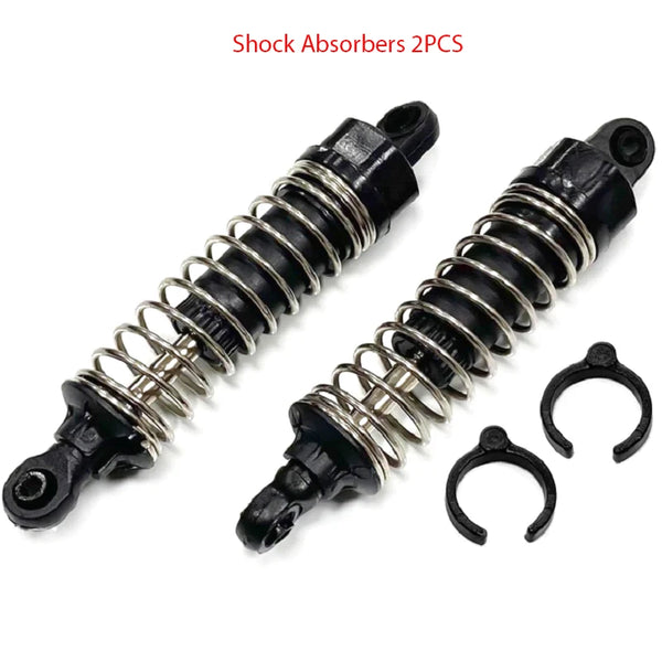 Two black shock absorbers for an RC racing car