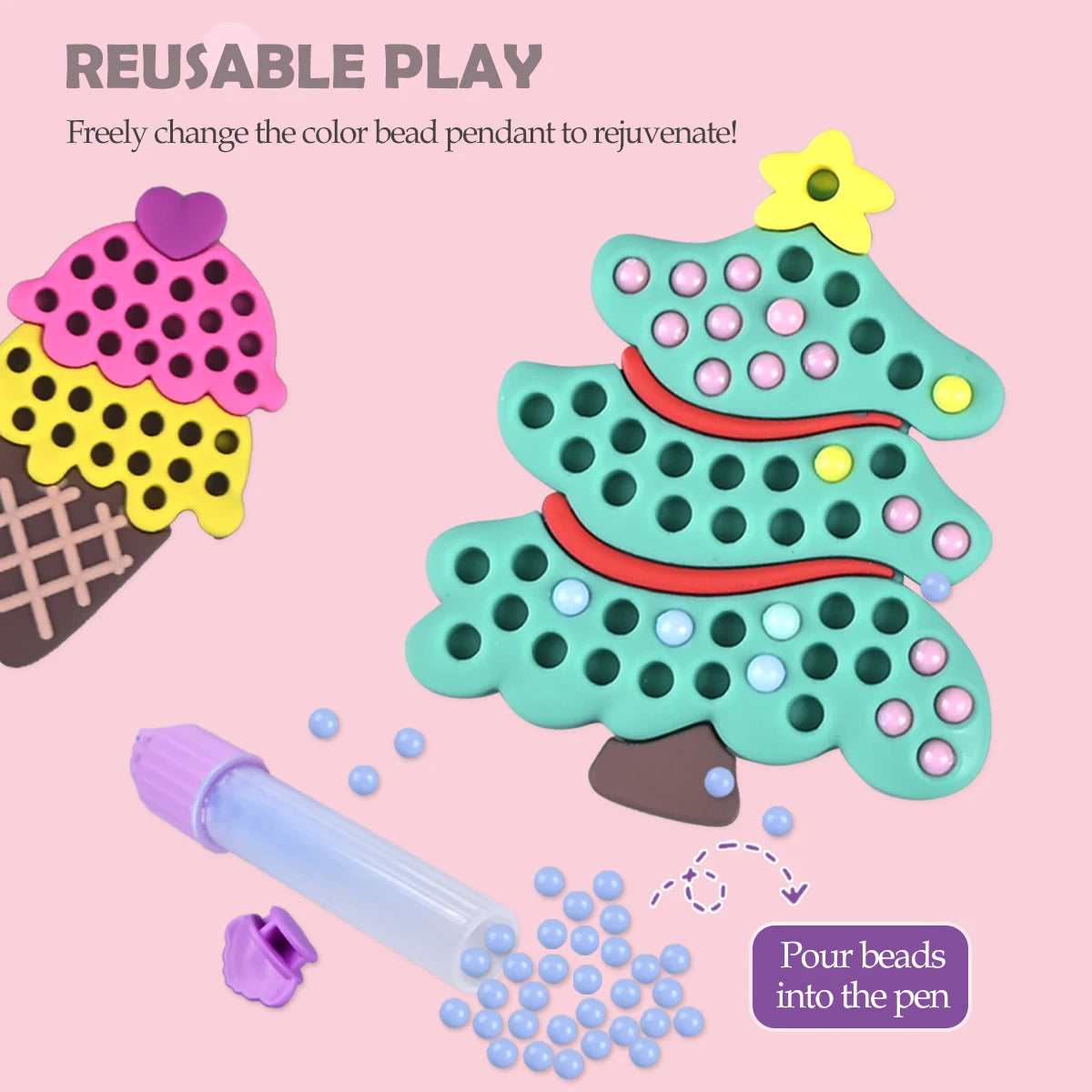DIY Bead Pen Craft Kit for Girls - Rainbow & Princess Design