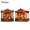 A wooden book nook kit featuring an elaborate carnival display with LED lighting.