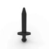 A black knight sword building block accessory set with a pointed blade and hilt.