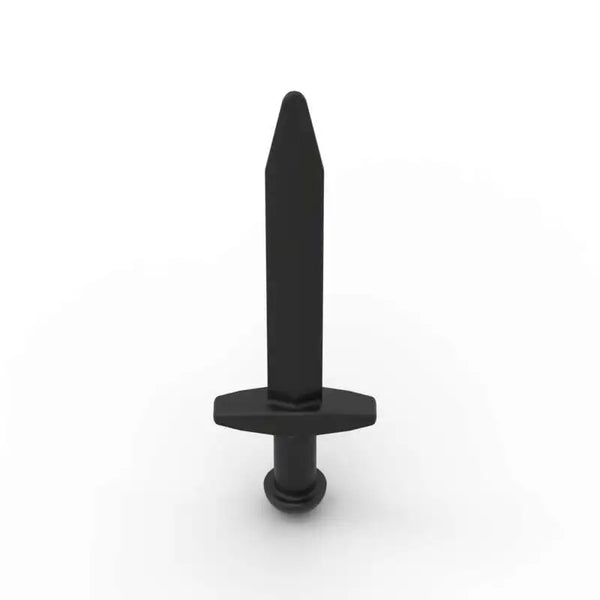Ein schwarzes Ritterschwert als Baustein-Zubehörset mit spitzer Klinge und Griff