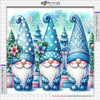 Diamond painting kit featuring a Christmas gnome mosaic art with blue and white colors